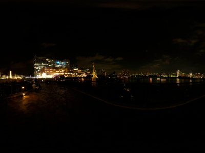 城市夜港湾全景