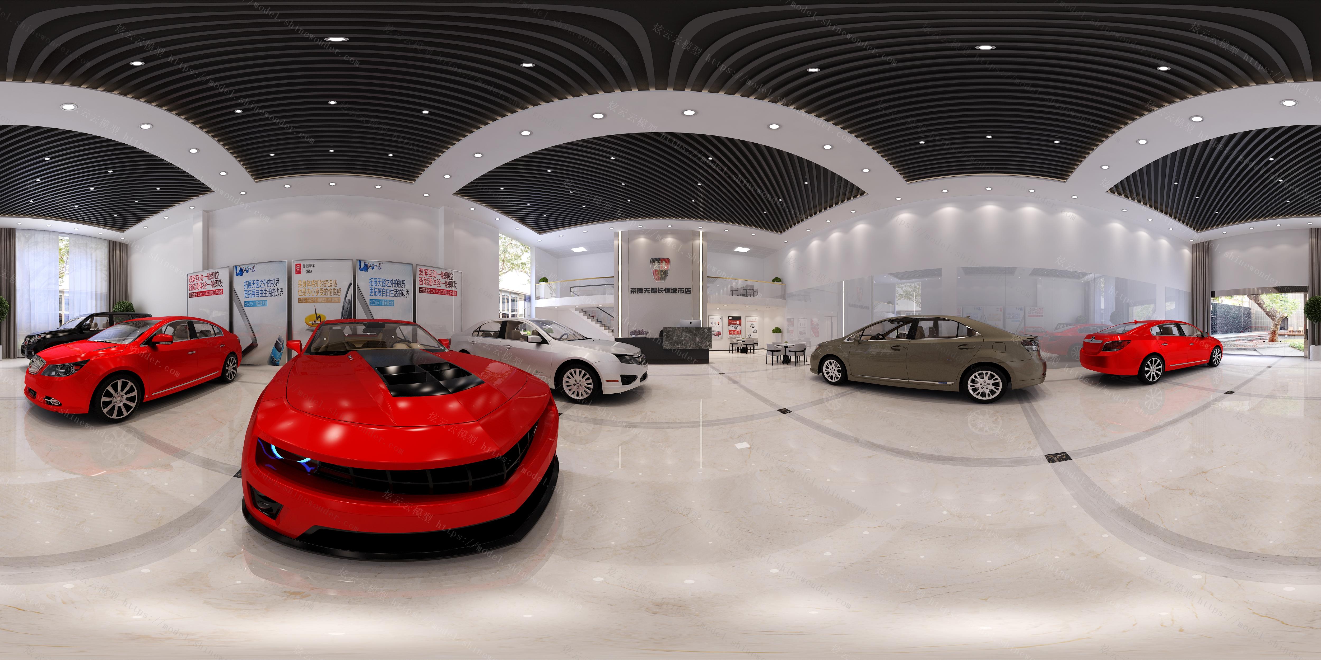 现代汽车销售4s店展厅全景3d模型模型