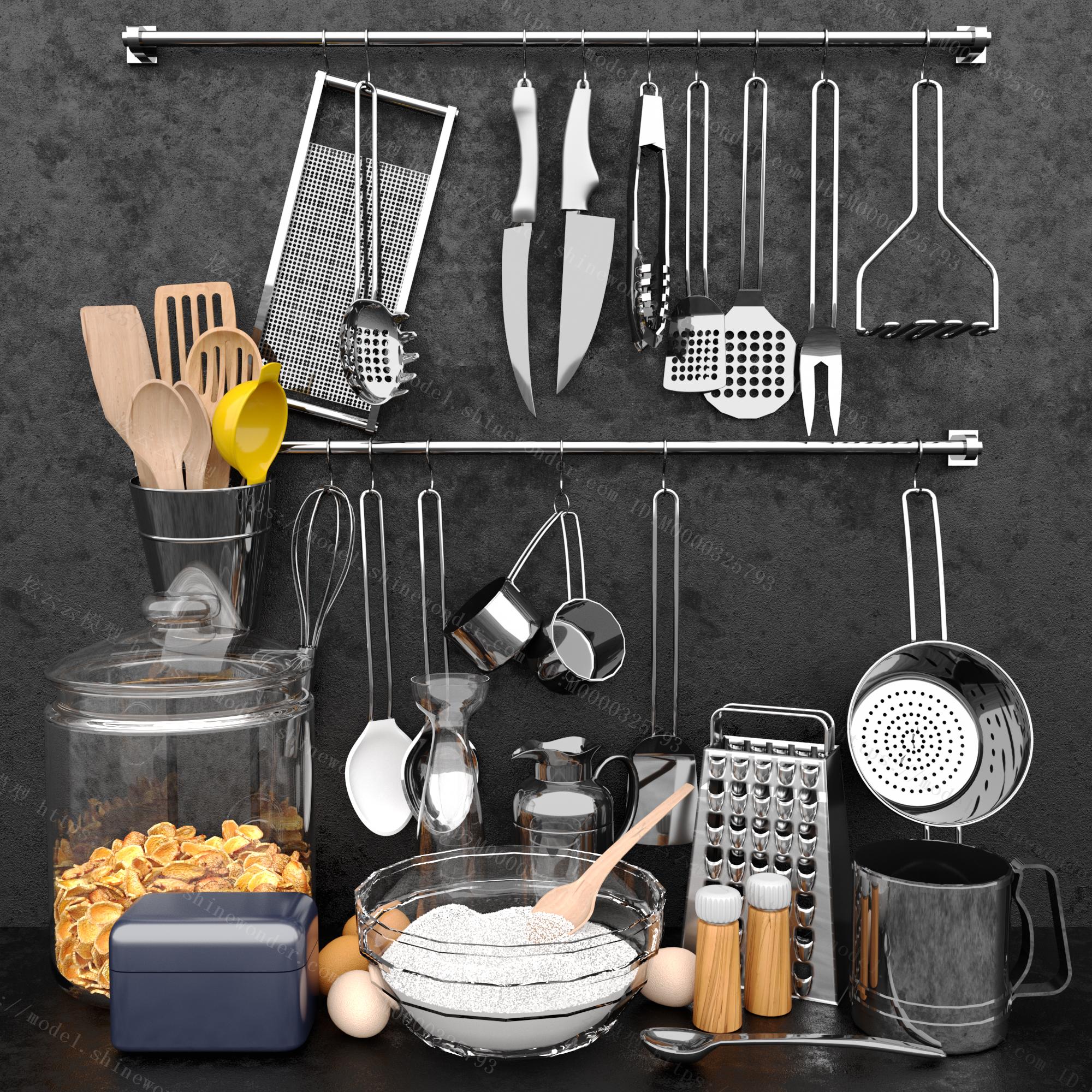 现代厨房器具餐具模型