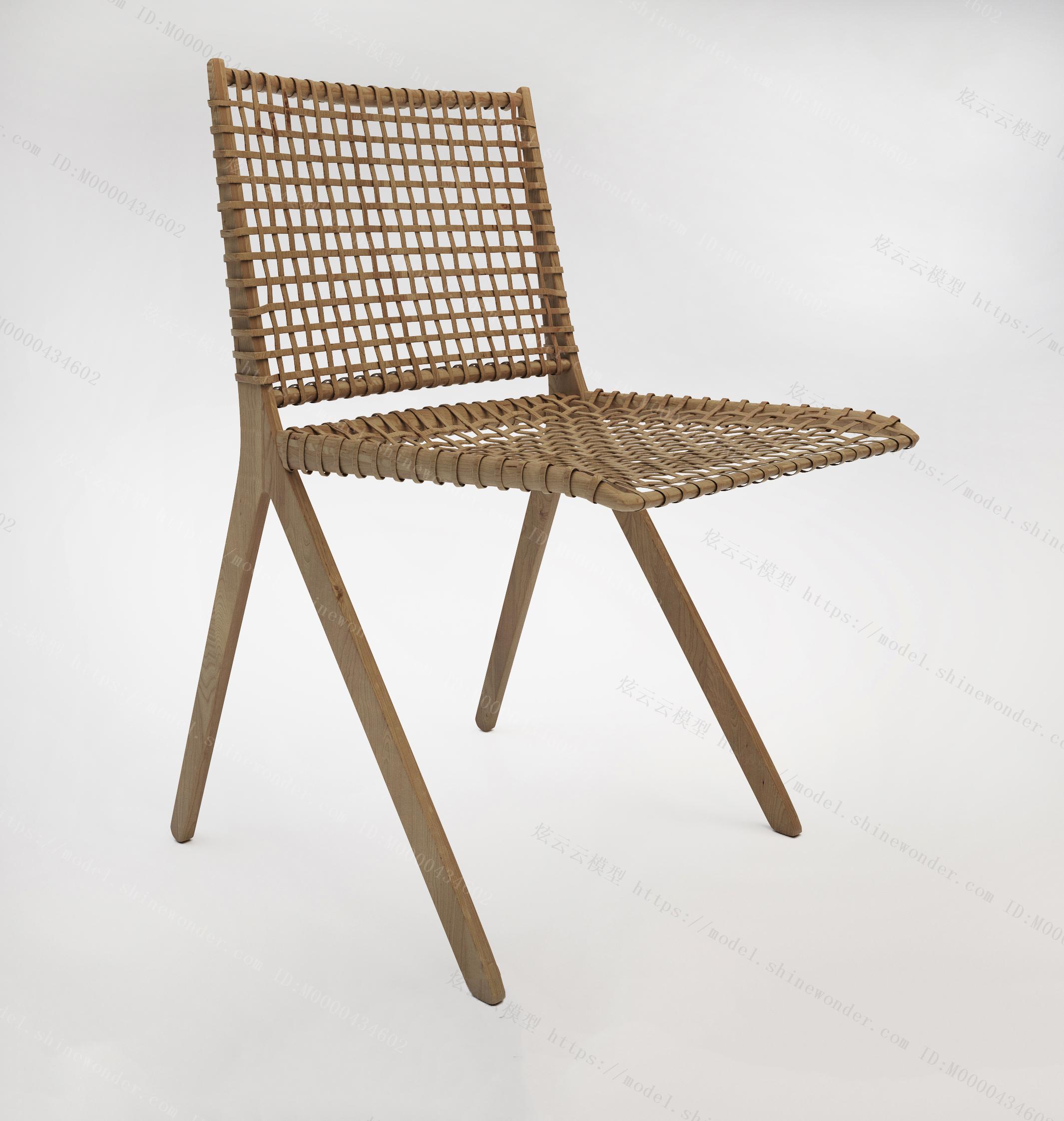 现代藤椅竹编椅单人椅模型