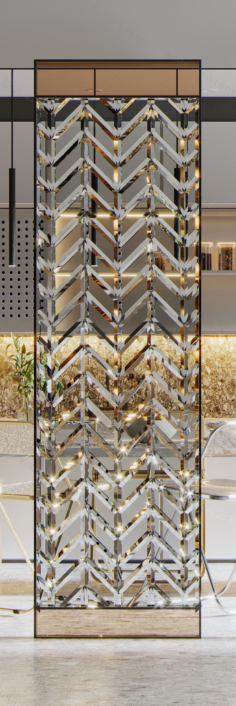 现代玻璃砖屏风隔断模型