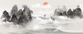 新中式水墨画 背景画