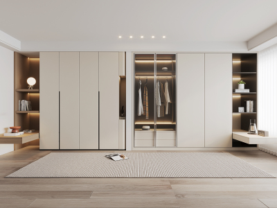 现代衣柜床头柜一体柜