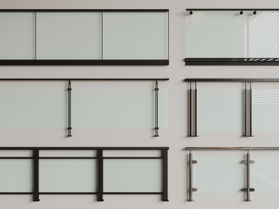 现代玻璃栏杆组合