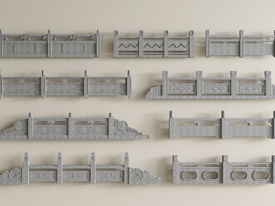 中式石材栏杆组合