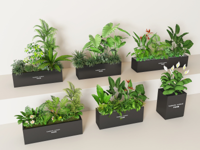 现代绿植花箱组合