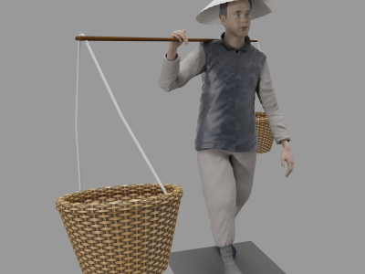 现代挑扁担的男人
