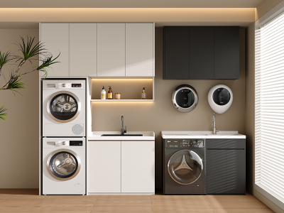 现代洗衣机柜