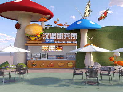 现代游乐场汉堡快餐店档口