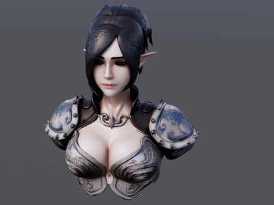 现代精灵女战士半身像