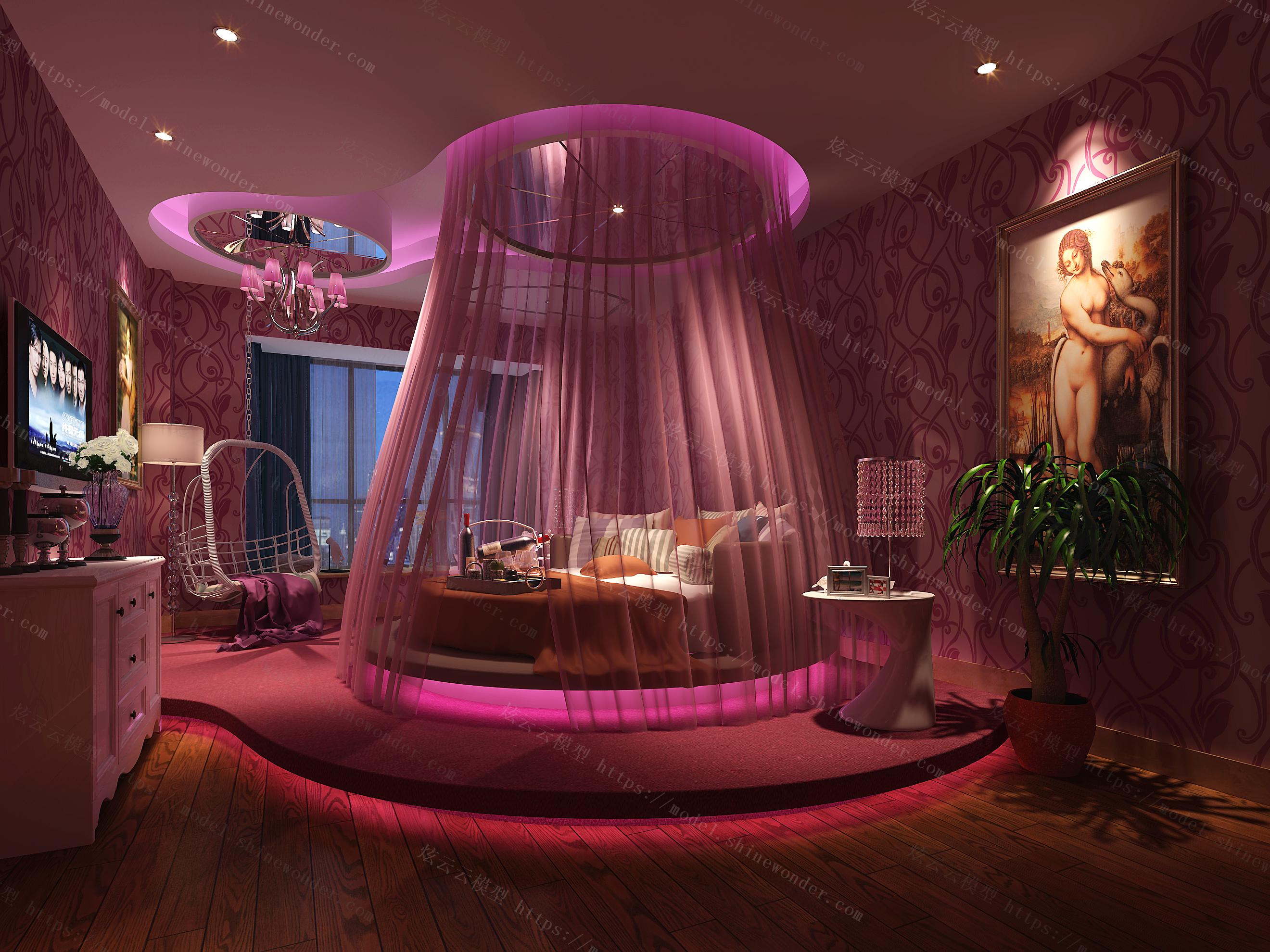 主题包间客房模型