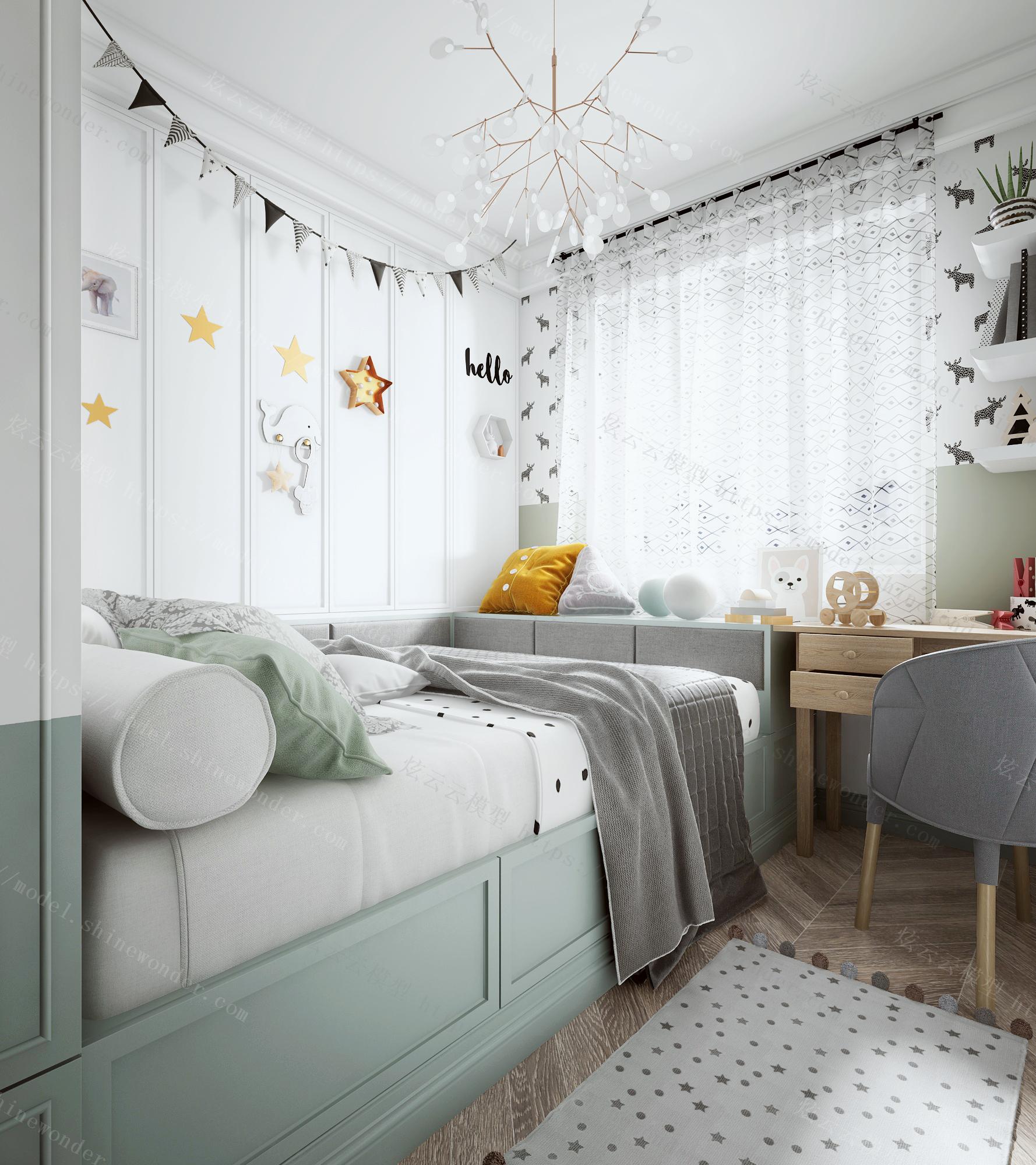 现代北欧儿童房模型