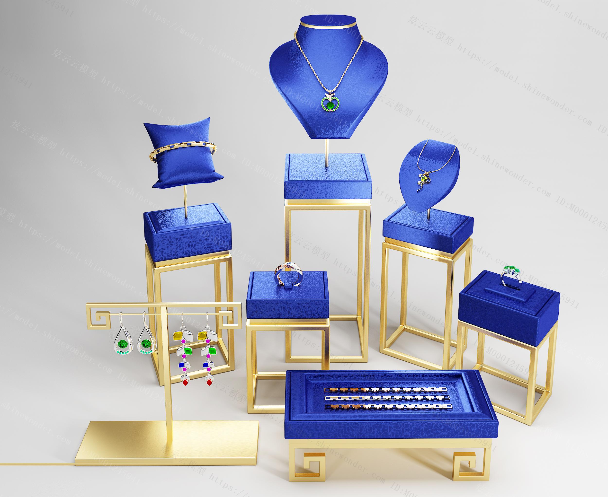 现代珠宝首饰项链展架陈列模型