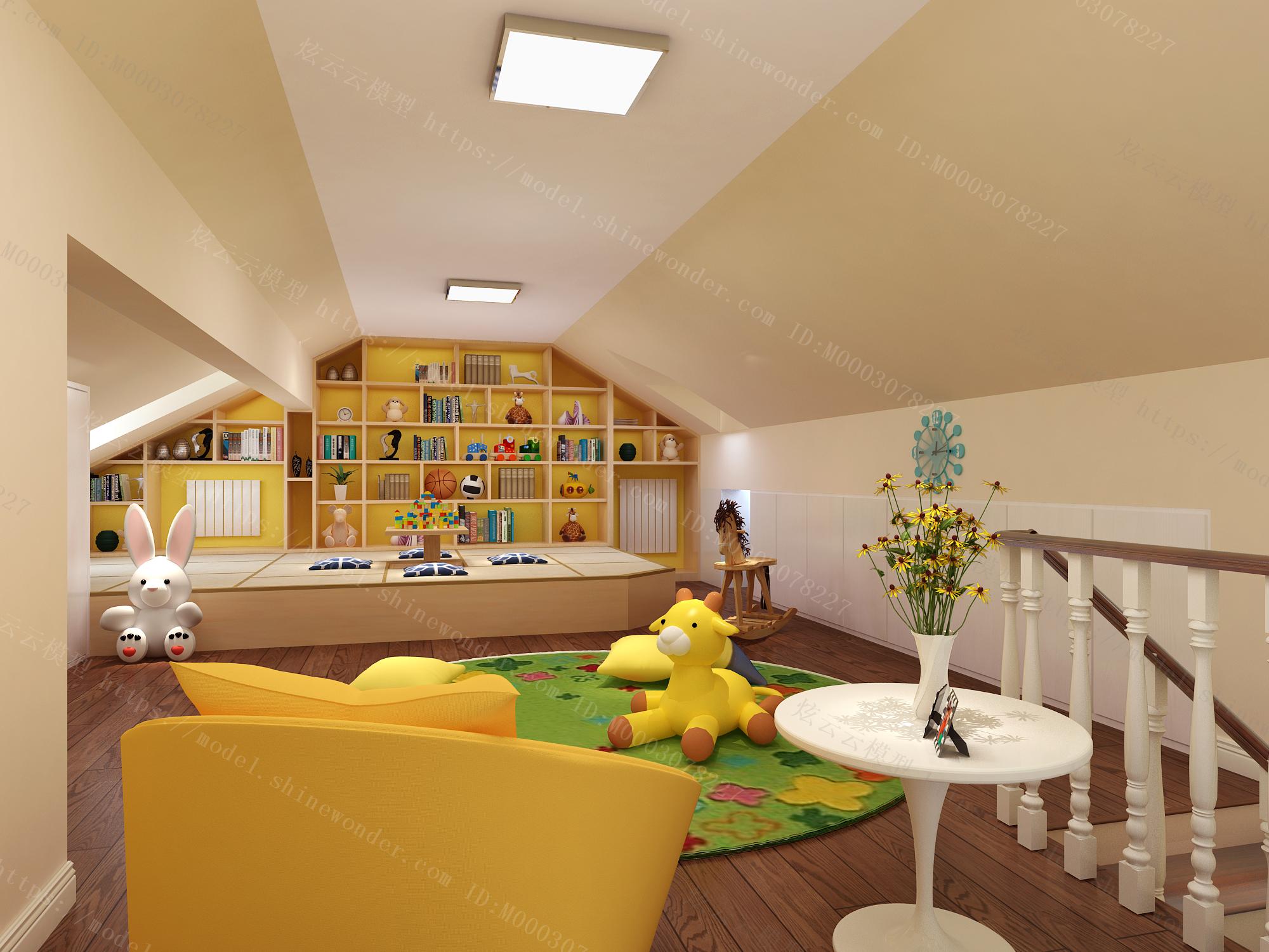 北欧阁楼儿童娱乐区3d模型-免费3dmax模型库-欧模网