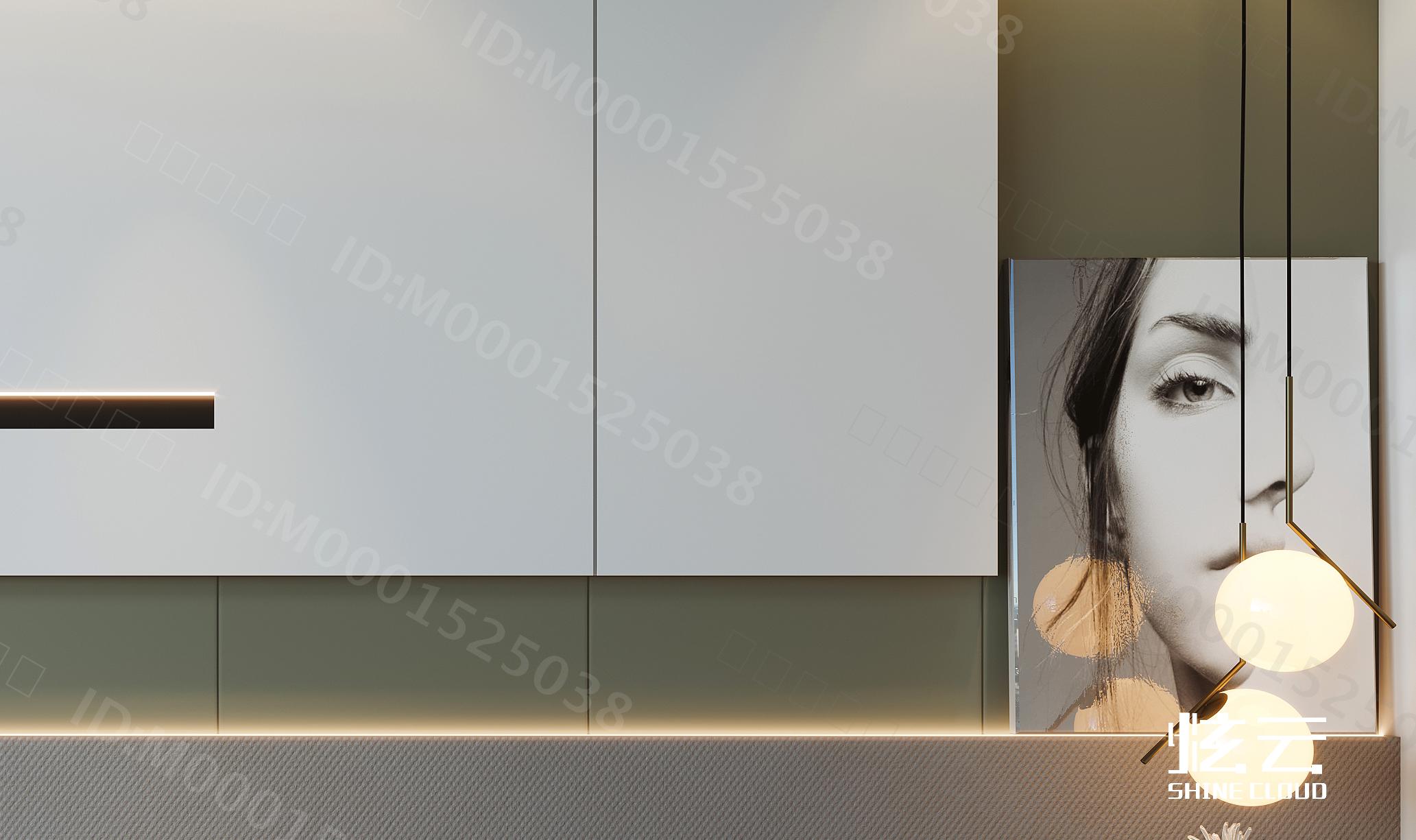 3D模型-现代卧室床头背景墙模型-M0001525038-炫云云模型网