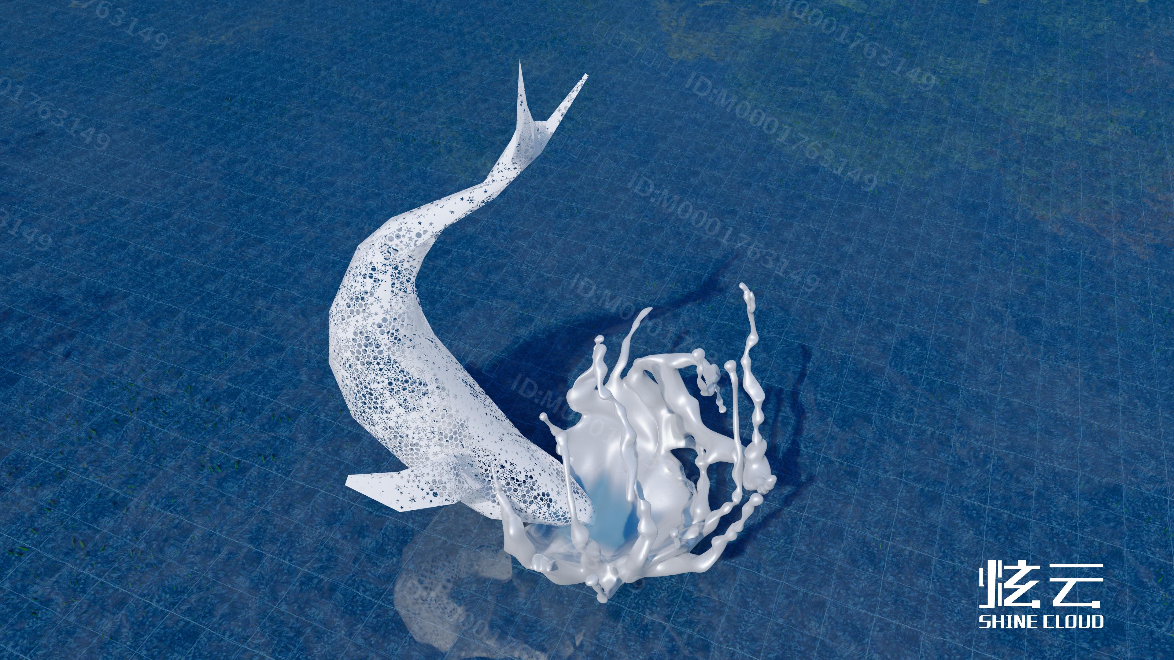 3D模型-现代鲸鱼水花雕塑小品模型-M0001763149-炫云云模型网