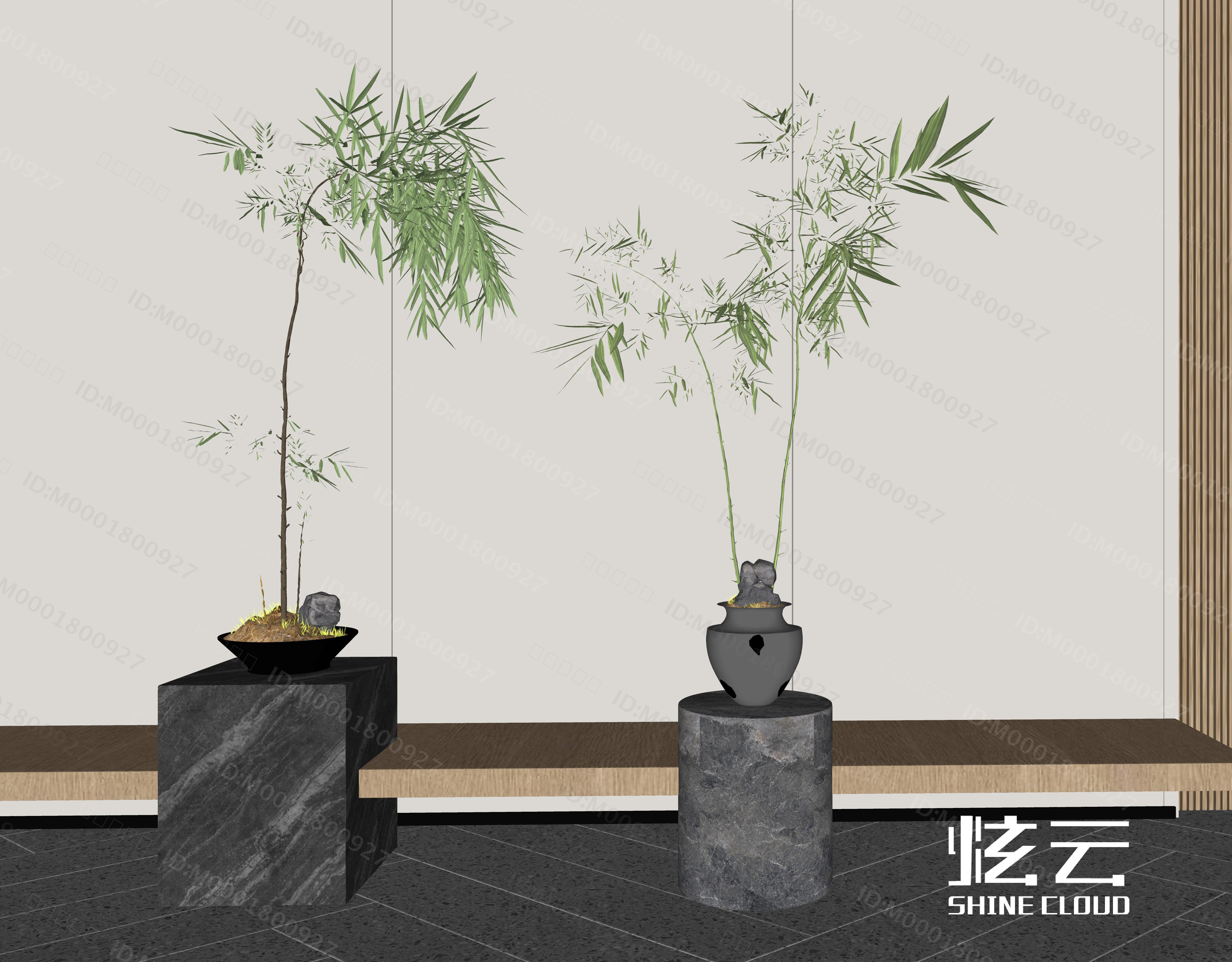 3D模型-新中式植物盆栽模型-M0001800927-炫云云模型网