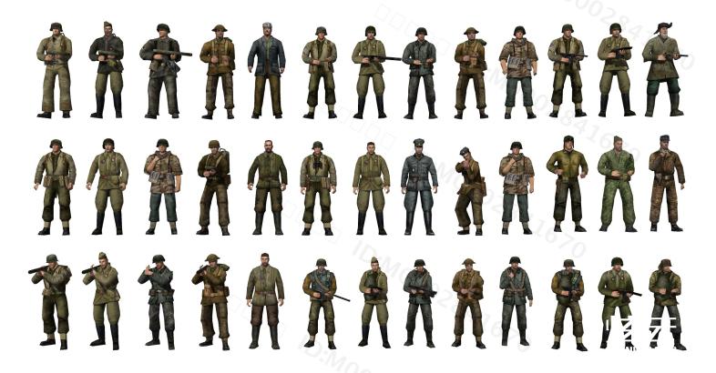 美国二战士兵游戏人物角色模型