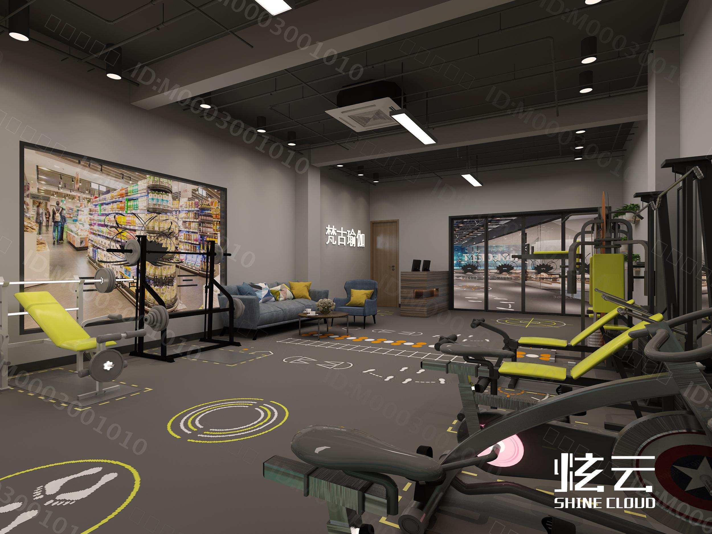 3D模型-工业风健身房模型-M0003001010-炫云云模型网