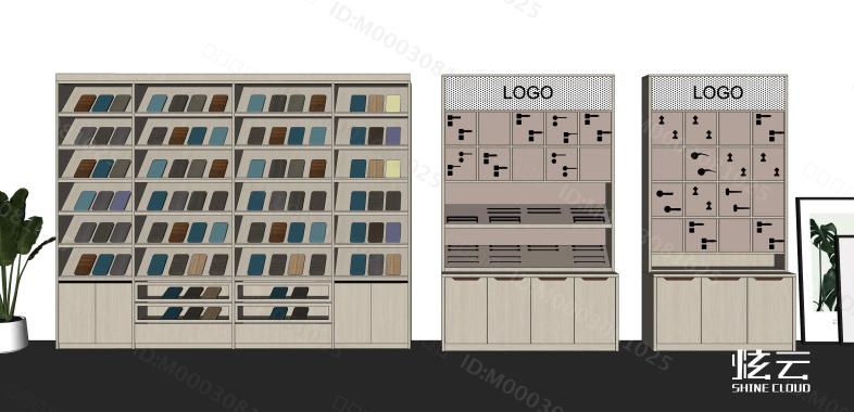 现代五金样块色板展示柜模型