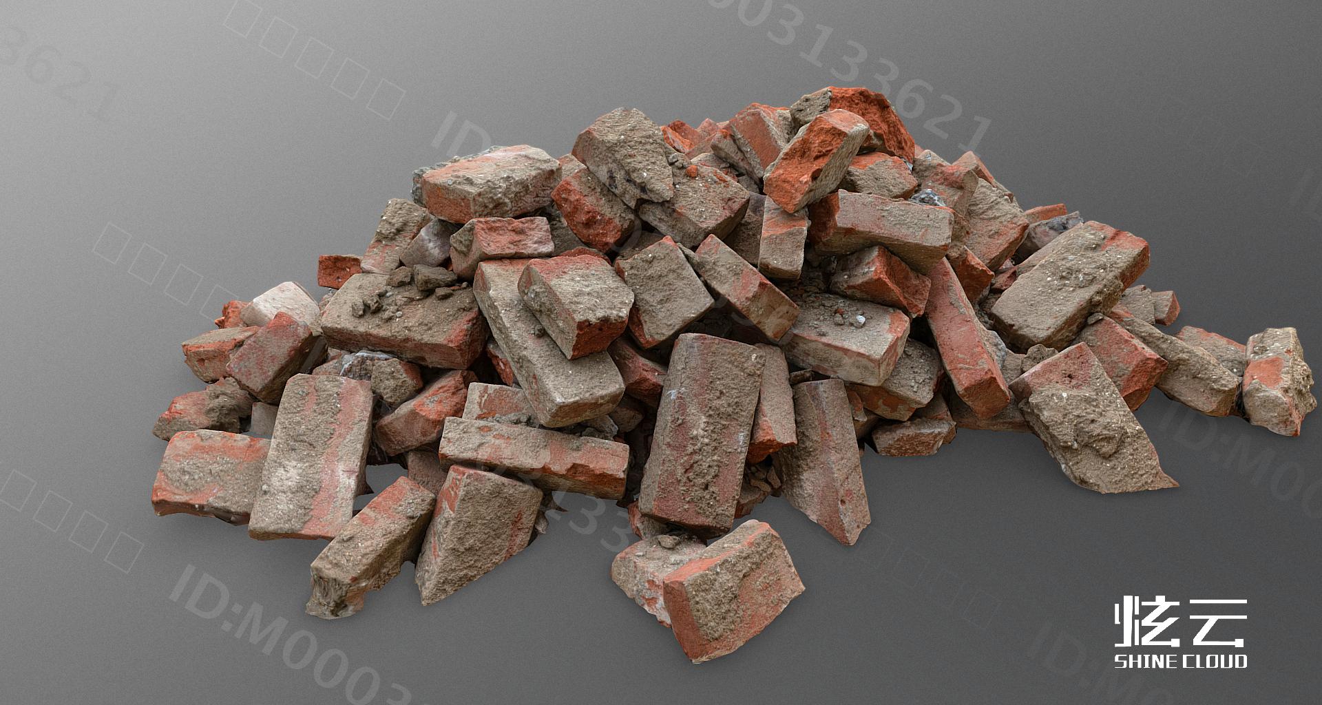 3D模型-现代旧碎片砖堆模型-M0003133621-炫云云模型网