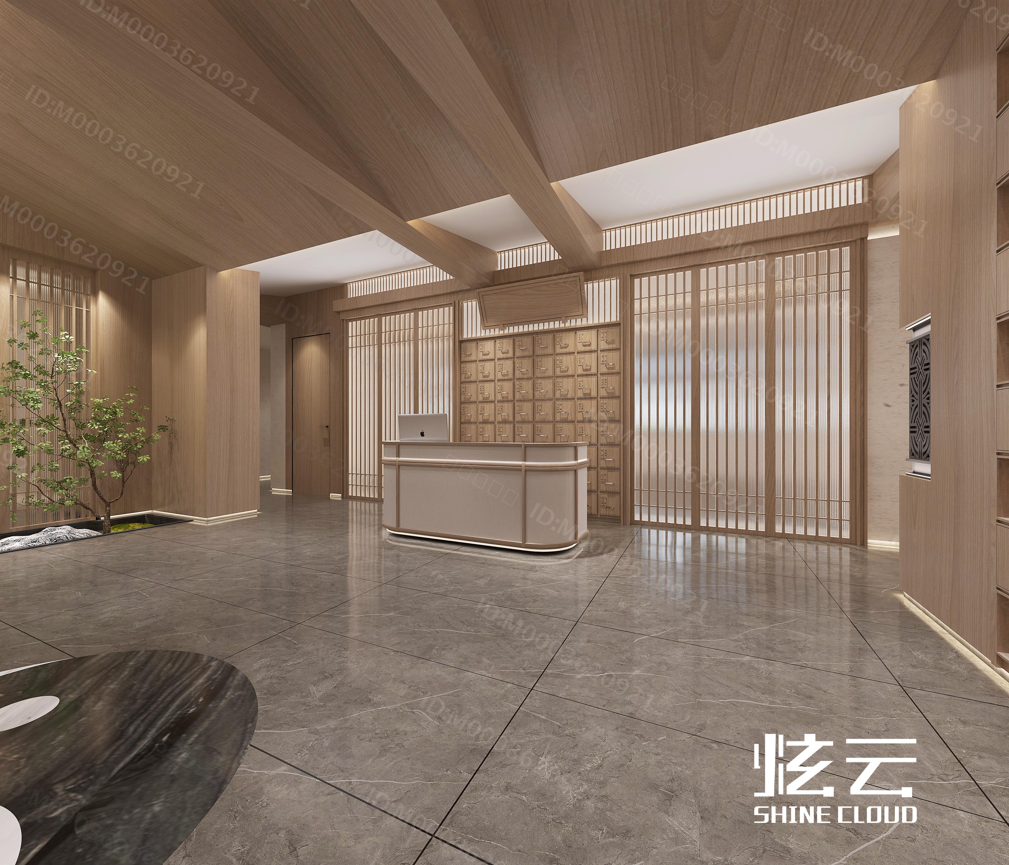 3D模型-新中式中医馆药房大厅模型-M0003620921-炫云云模型网