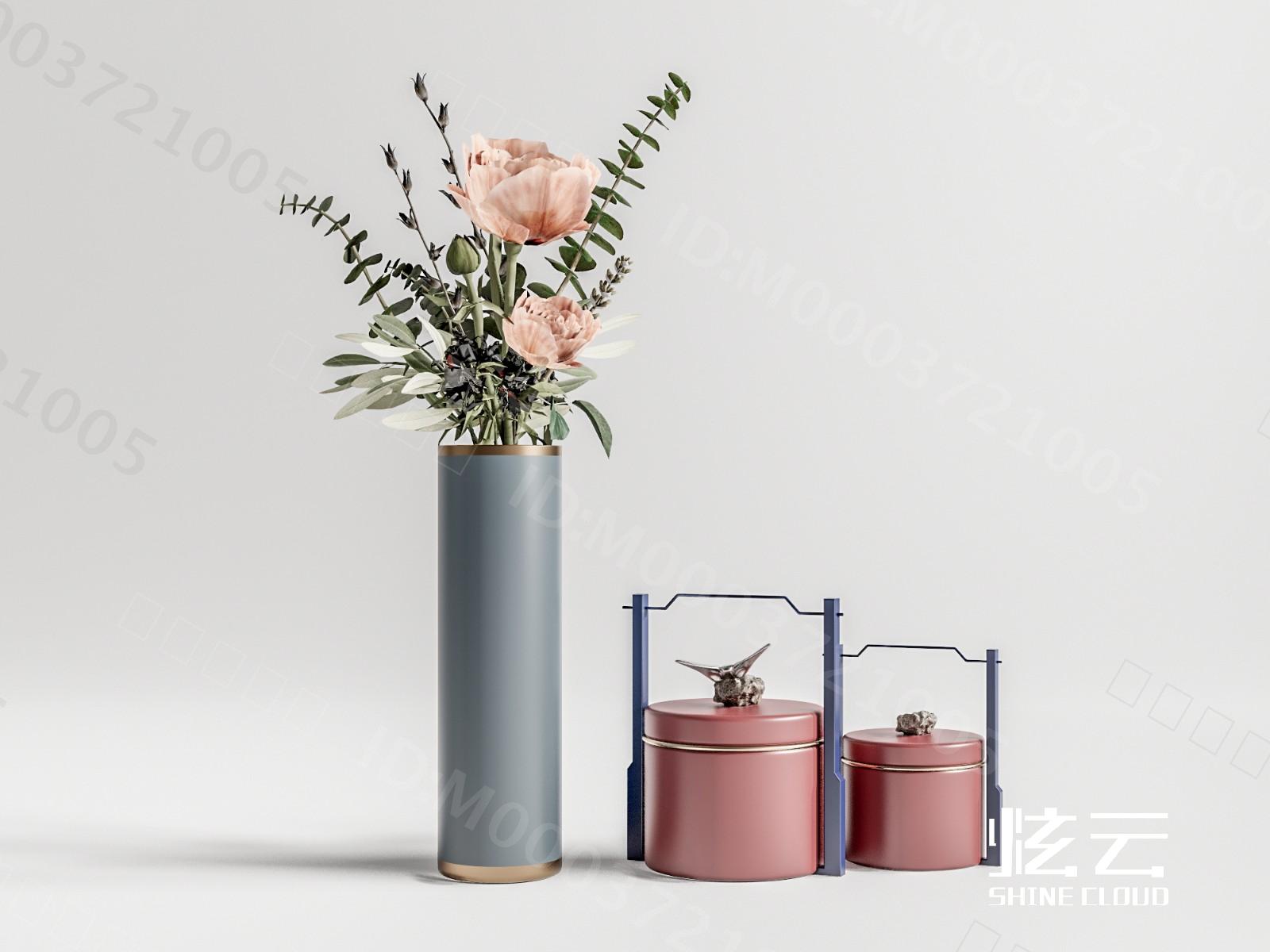 3D模型-新中式花瓶插花模型-M0003721005-炫云云模型网