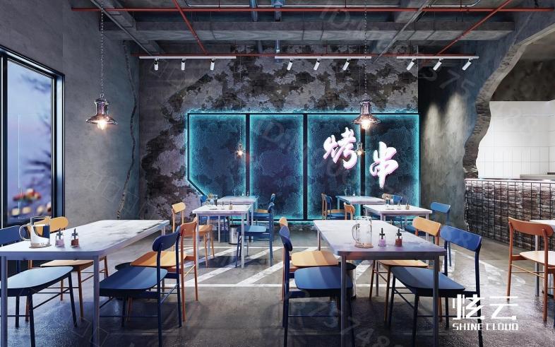 工业风烧烤店模型