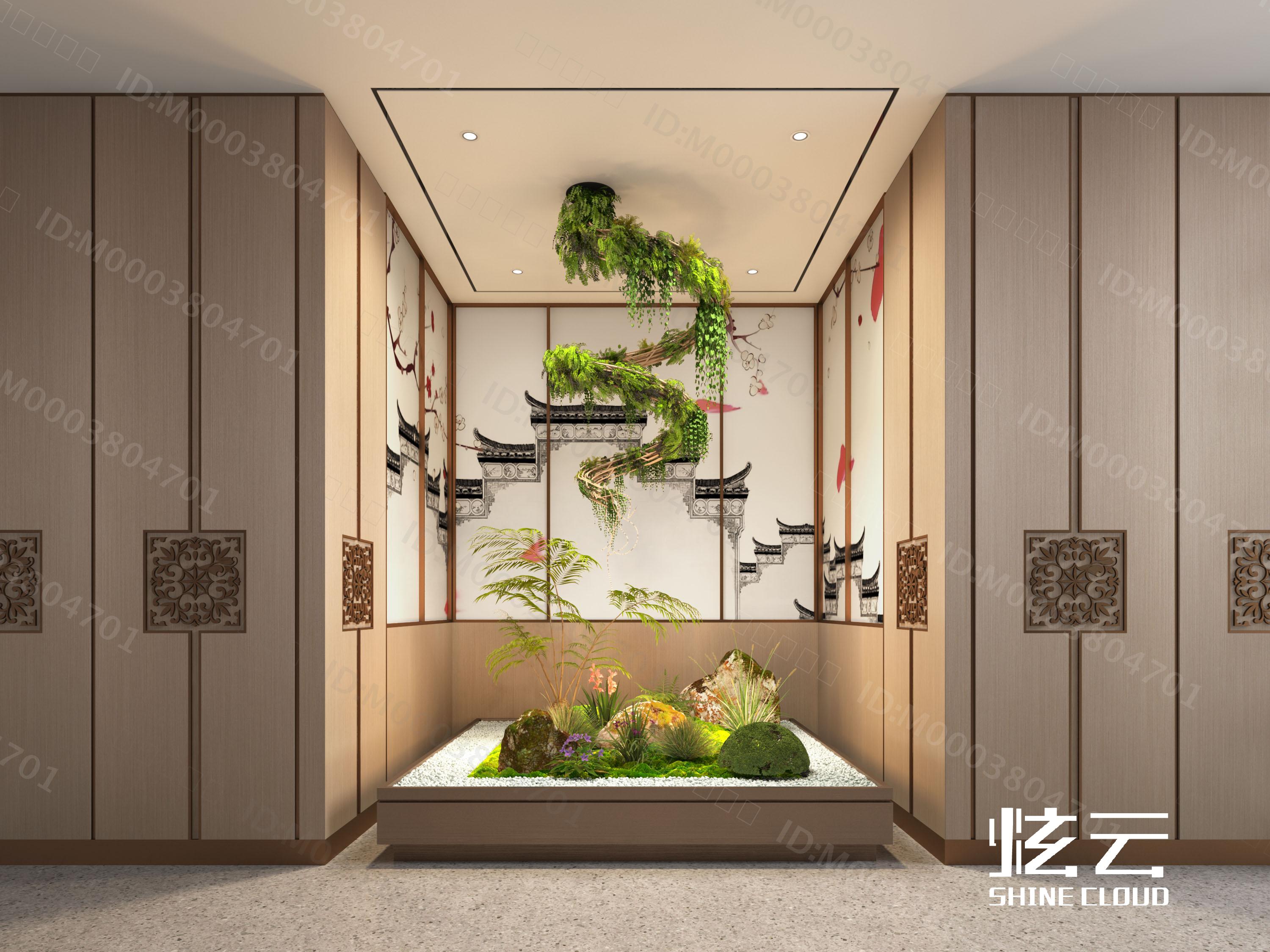 3D模型-新中式室内景观植物造景模型-M0003804701-炫云云模型网