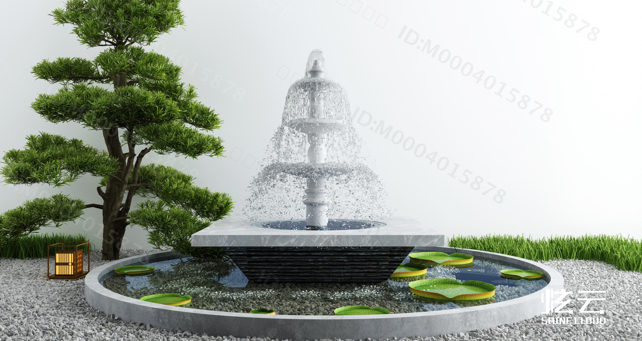 3D模型-新中式庭院喷泉模型-M0004015878-炫云云模型网