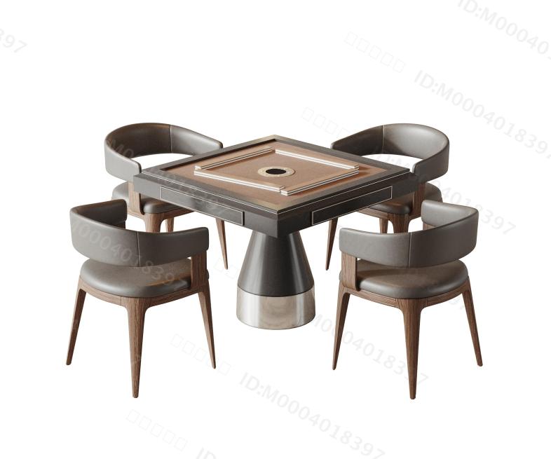 现代麻将桌椅模型