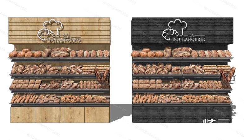 现代超市面包架面包柜模型