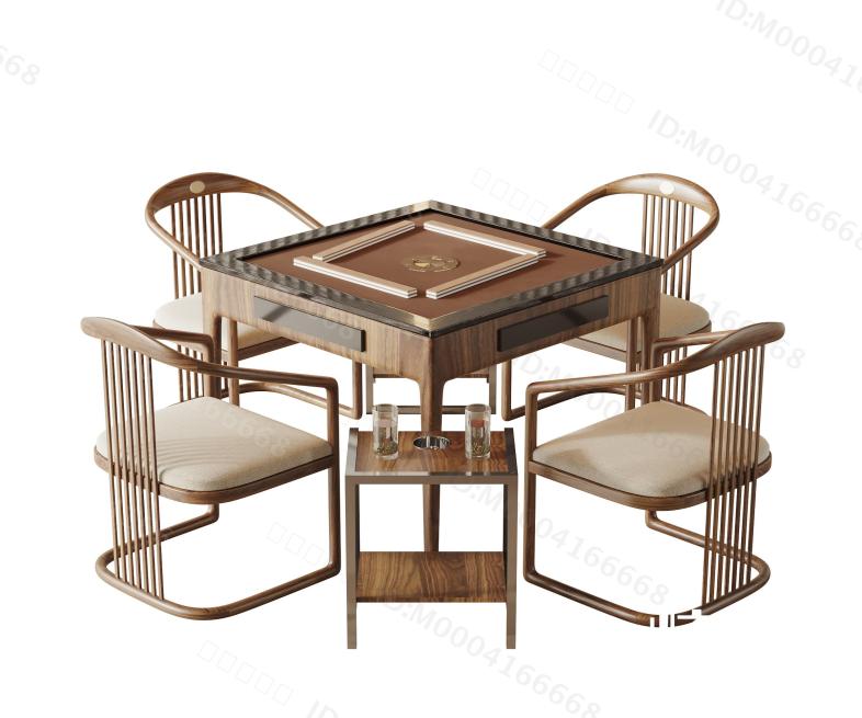 新中式麻将桌椅模型