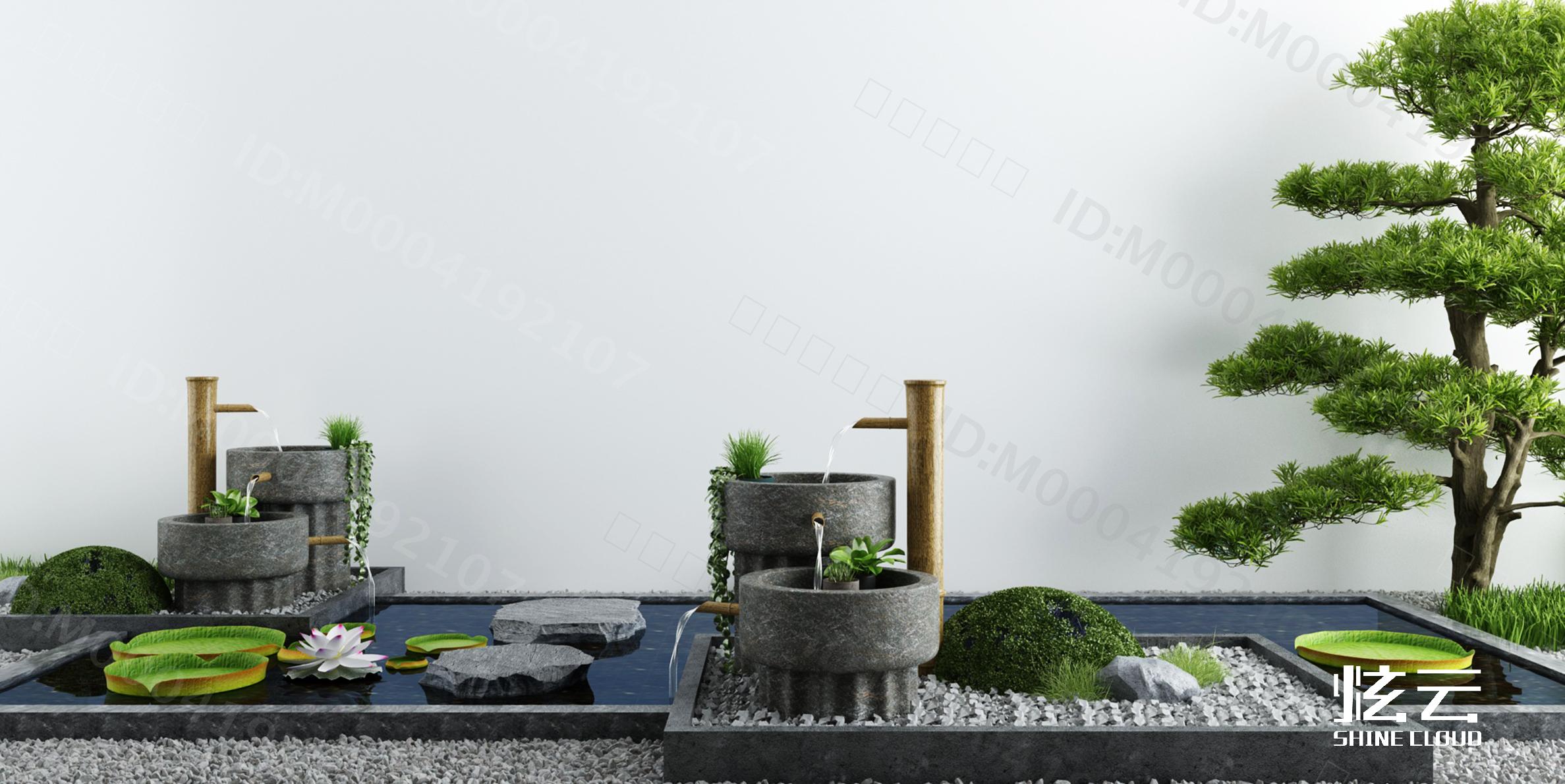 3D模型-新中式庭院水景小品模型-M0004192107-炫云云模型网