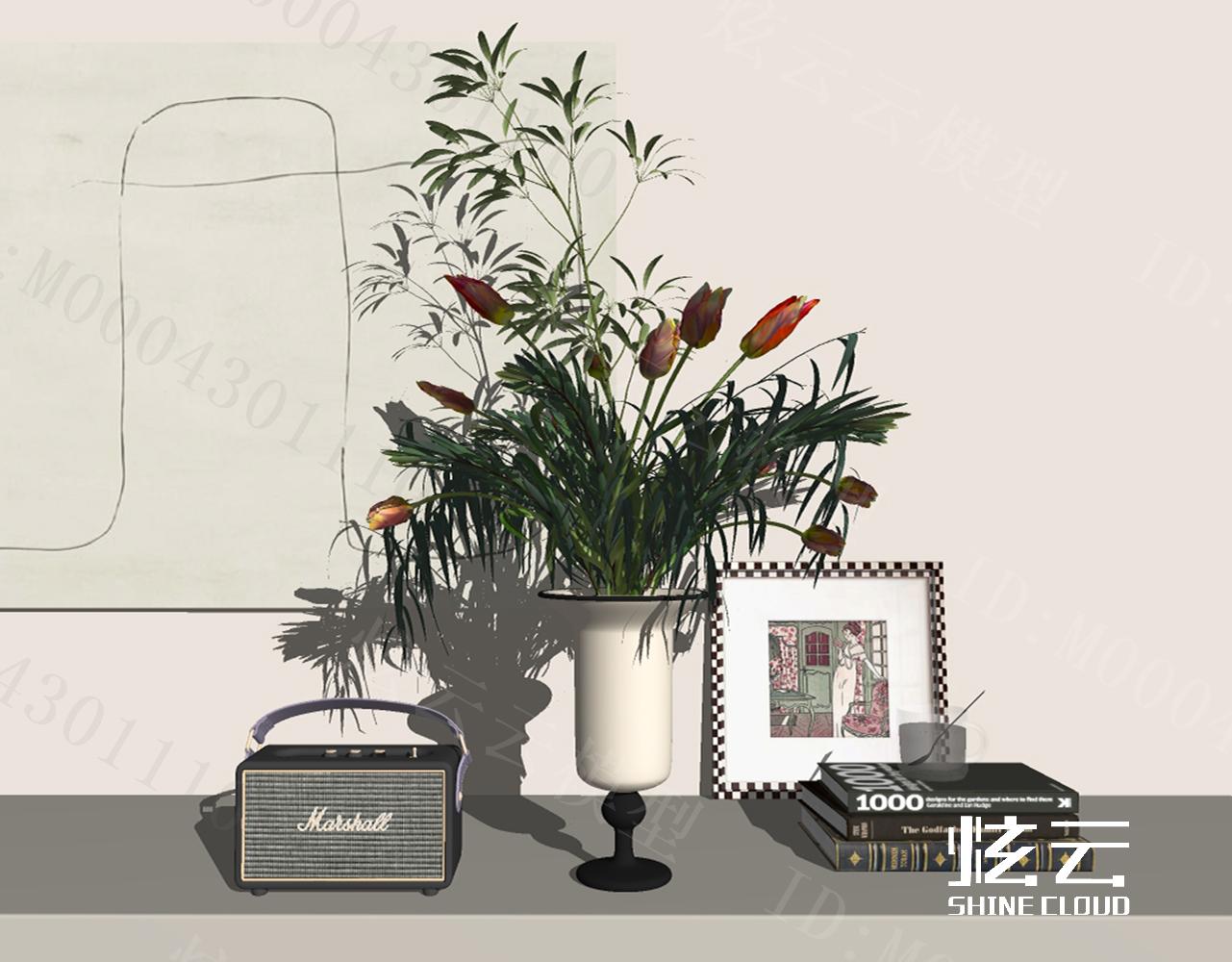 3D模型-现代中古风花艺摆件模型-M0004301110-炫云云模型网