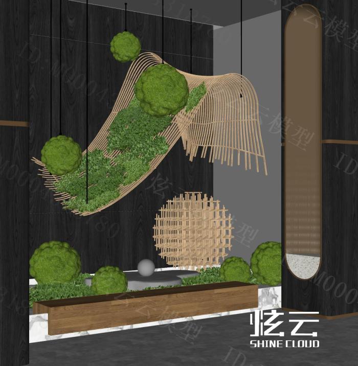 现代室内景观植物小品模型